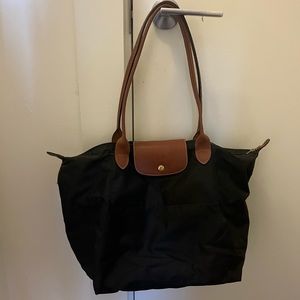 Set of black Longchamp Le Pliage tote bags  (large and small)